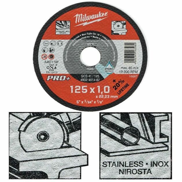Круг отрезной Pro+ SCS 42 125x0.8mm MILWAUKEE, фото , зображення 3 | SNABZHENIE.com.ua