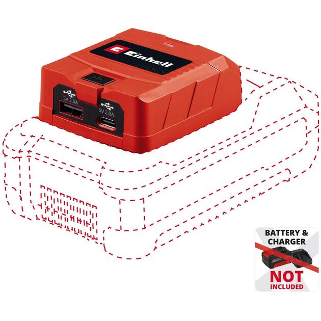 Зарядний пристрій USB акумуляторний Einhell TC-CP 18 Li USB A/C - Solo, PXC, 18В, Type-A/Type-C, 2 A, 0.06 кг (без АКБ і ЗП), фото  | SNABZHENIE.com.ua