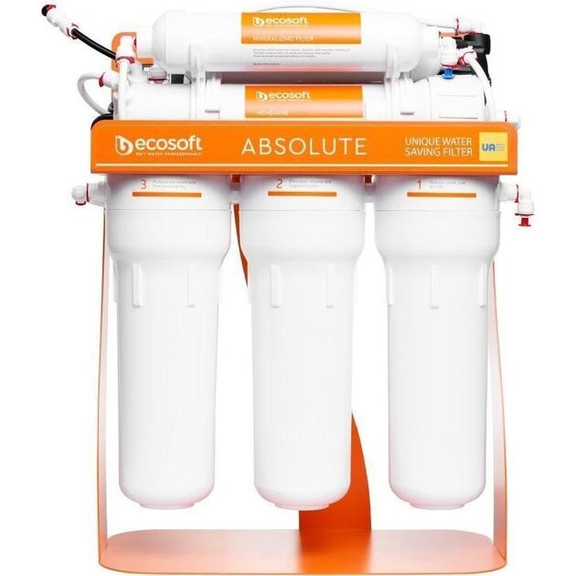 Фільтр зворотного осмосу Ecosoft Absolute з мінералізатором та помпою на станині, мембрана 75gpd DuPont, дренаж 1:1, фото , изображение 2 | SNABZHENIE.com.ua