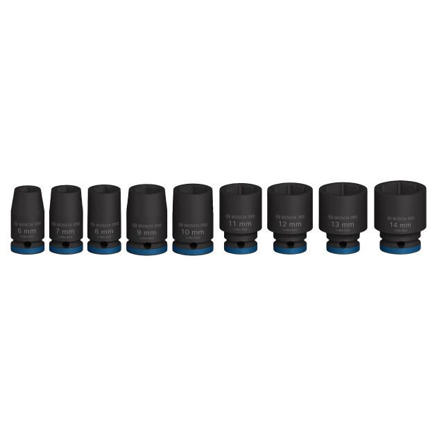 Набір ударних торцевих головок Bosch Professional Standart 9шт 1/4" 25мм, фото , изображение 3 | SNABZHENIE.com.ua