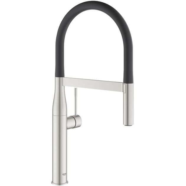 Змішувач для кухні Grohe Essence, довж.виливу - 240мм, поворотний/гнучкий, 1важіль, супер сталь, фото  | SNABZHENIE.com.ua