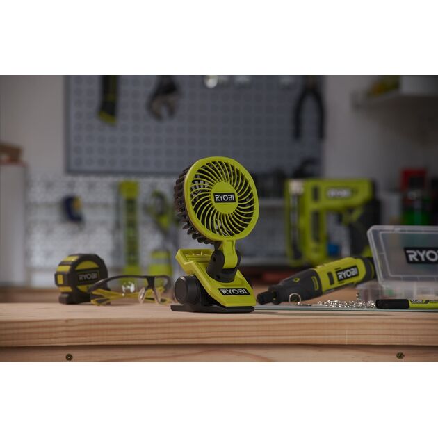 Вентилятор акумуляторний кліпса Ryobi USB Lithium RCF4-0 4В 3800об·хв обертання 325° поворот 180° 2 швидкості 0.29кг без АКБ та ЗП, фото , изображение 3 | SNABZHENIE.com.ua