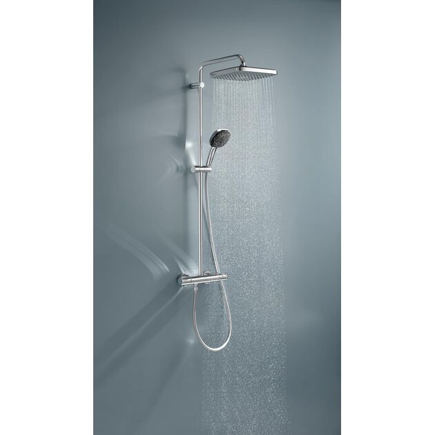 Душова система Grohe Vitalio Start System 250 зі змішувачем-термостатом для душу, верхній душ, лійка, кріпл. - на стійці, хром, фото , изображение 3 | SNABZHENIE.com.ua