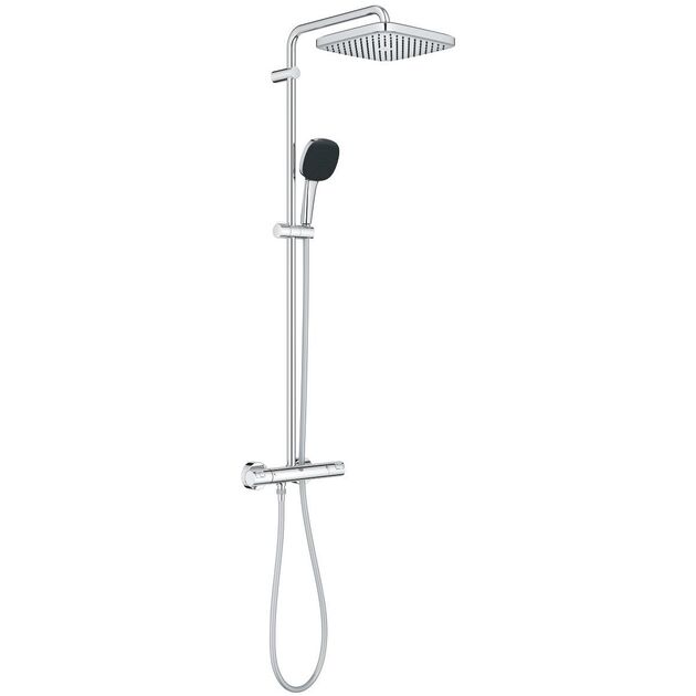 Душова система Grohe Vitalio Start System 250 зі змішувачем-термостатом для душу, верхній душ, лійка, кріпл. - на стійці, хром, фото  | SNABZHENIE.com.ua