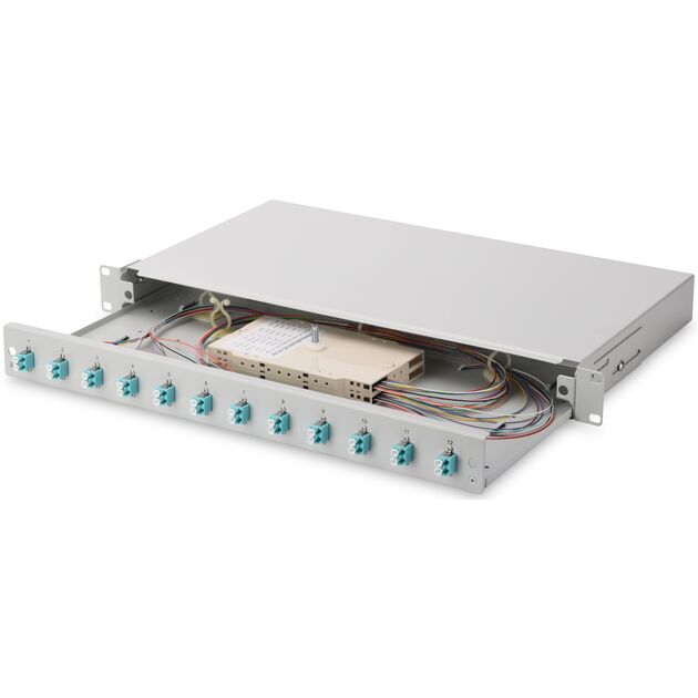 Оптична панель DIGITUS 19' 1U, 12xLC duplex, incl, Splice Cass, OM3 Color Pigtails, Adapter, фото  | SNABZHENIE.com.ua