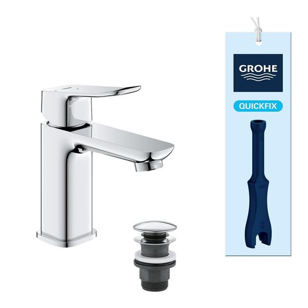 Змішувач для раковини Grohe QuickFix Dice ColdStart S-розміру, довж. виливу - 106мм, неповоротний, 1 важіль, хром, фото , зображення 2 | SNABZHENIE.com.ua
