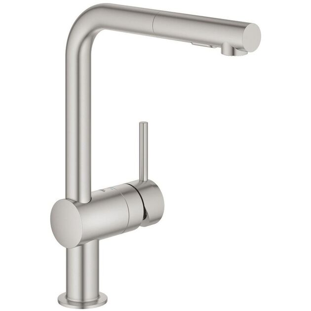 Змішувач для кухні Grohe Vento, довж.виливу - 295 мм, поворотний, 1 важіль, супер сталь, фото  | SNABZHENIE.com.ua