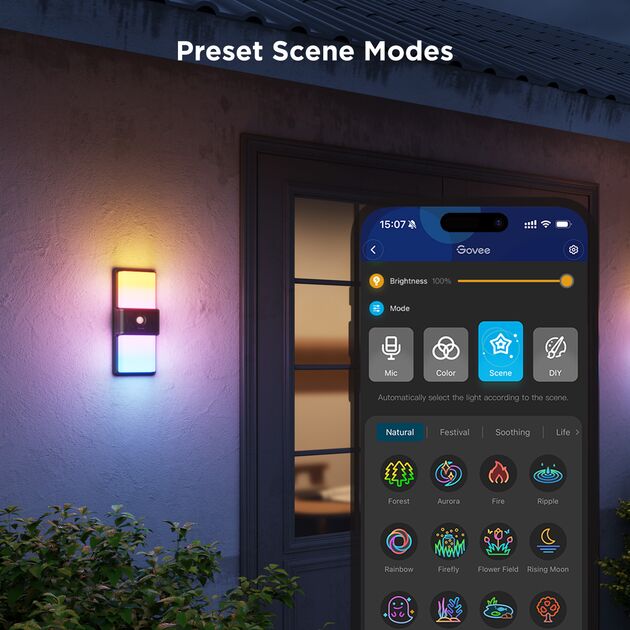 Світильник Govee H7078 Smart Outdoor Wall light, RGBICWW, IP65, WI-FI/Bluetooth, білий, фото , зображення 3 | SNABZHENIE.com.ua