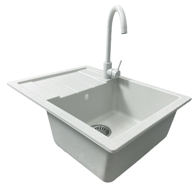 Мийка кухонна Adamant Anila, штучний камінь, прямокут., з крилом, 645х495х200мм, чаша - 1, врізна, Old stone, фото , изображение 3 | SNABZHENIE.com.ua