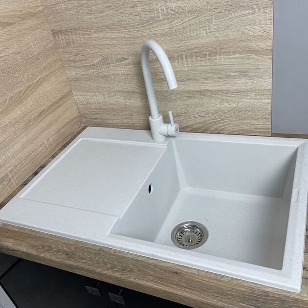 Мийка кухонна Adamant Horizon, штучний камінь, прямокут., з крилом, 780х495х230мм, чаша - 1, врізна, Old stone, фото , изображение 3 | SNABZHENIE.com.ua