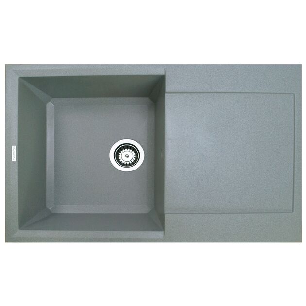 Мийка кухонна Adamant Horizon, штучний камінь, прямокут., з крилом, 780х495х230мм, чаша - 1, врізна, сірий, фото  | SNABZHENIE.com.ua