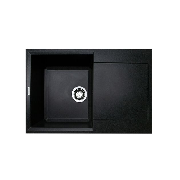 Мийка кухонна Adamant Horizon, штучний камінь, прямокут., з крилом, 780х495х230мм, чаша - 1, врізна, чорний, фото , зображення 2 | SNABZHENIE.com.ua