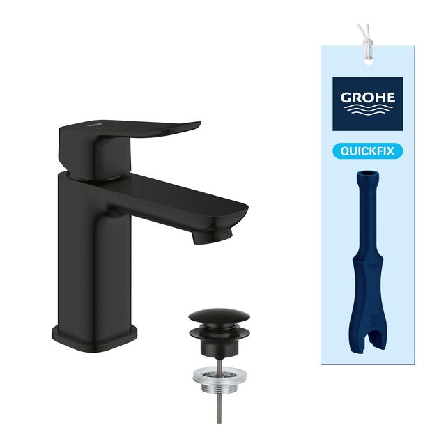 Змішувач для раковини Grohe QuickFix Dice Black S-розміру, довж. виливу - 106мм, неповоротний, 1 важіль, чорний матовий, фото , изображение 2 | SNABZHENIE.com.ua