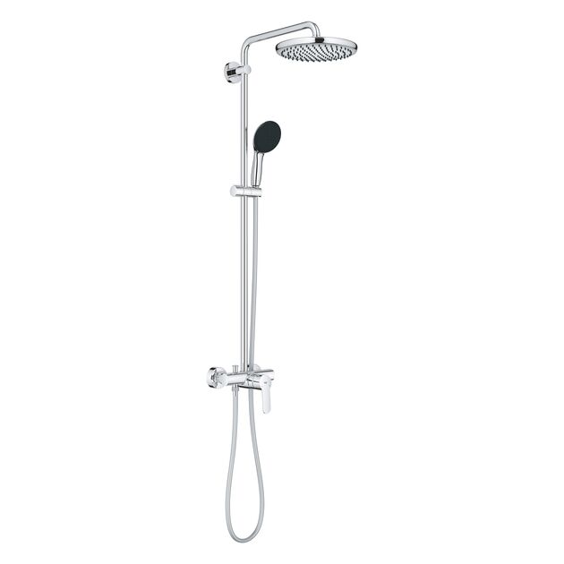Душова система Grohe Vitalio Start System 250 зі із одноважільним змішувачем для душу, верхній душ, лійка, кріпл. - на стійці, хром, фото , изображение 2 | SNABZHENIE.com.ua