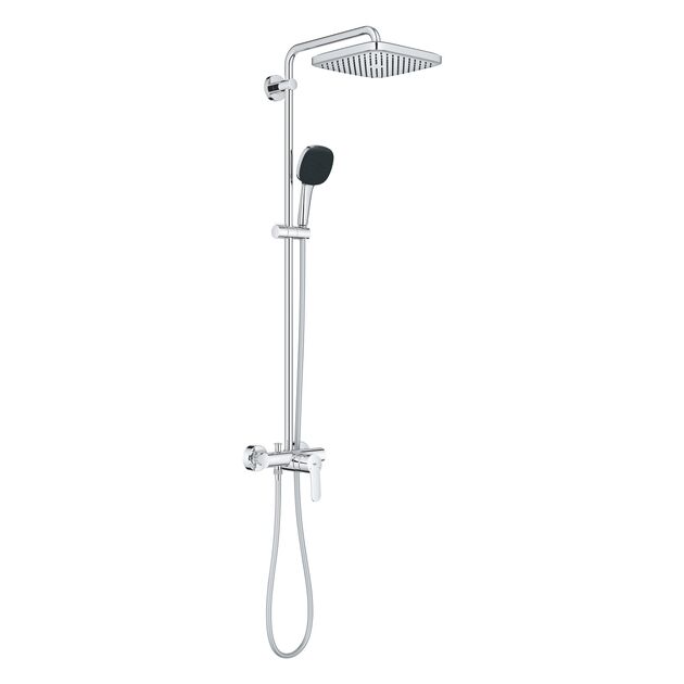 Душова система Grohe QuickFix Vitalio Comfort 250 зі із одноважільним змішувачем для душу, верхній душ, лійка, кріпл. - на стійці, хром, фото , зображення 2 | SNABZHENIE.com.ua