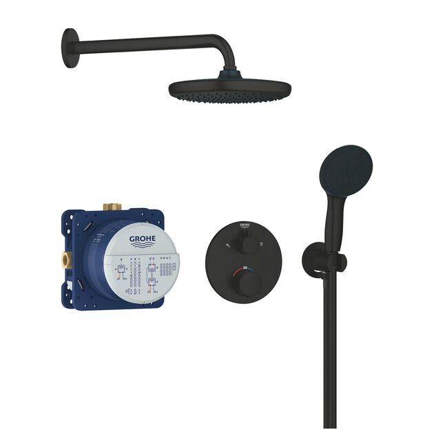 Душова система Grohe QuickFix Precision прихованого монтажу з Vitalio Start 250, матовий чорний, фото , зображення 2 | SNABZHENIE.com.ua