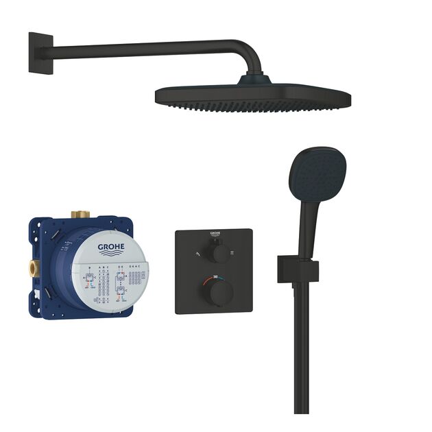 Душова система Grohe QuickFix Precision прихованого монтажу з Vitalio Comfort 250, матовий чорний, фото , изображение 2 | SNABZHENIE.com.ua