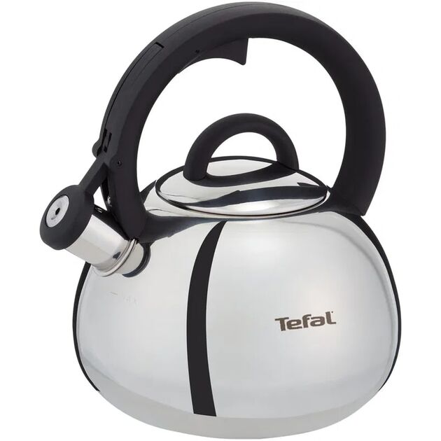 Чайник зі свистком Tefal Duetto+, 2.5л, нержавіюча сталь, сталевий, чорний, фото , зображення 2 | SNABZHENIE.com.ua