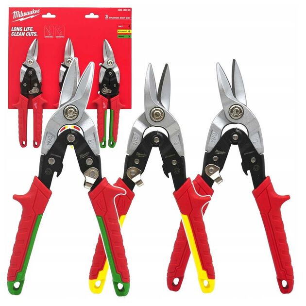 Набор ножниц по металлу MILWAUKEE, (3шт) (прямой / правый  / левый рез), фото , изображение 3 | SNABZHENIE.com.ua