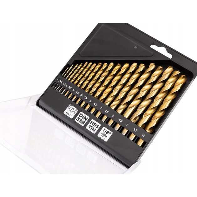 Набір свердел по металу GRAPHITE HSS TiN 1-10мм кейс 19шт, фото , изображение 3 | SNABZHENIE.com.ua