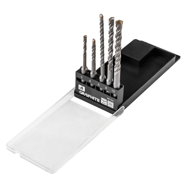 Набір свердел по бетону GRAPHITE SDS Plus 5x6x110мм, 6x8x10x160мм, кейс, 5шт, фото , зображення 2 | SNABZHENIE.com.ua