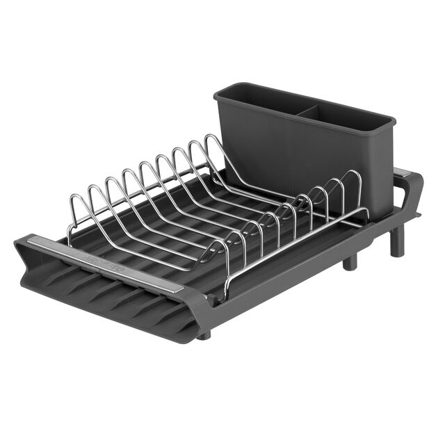 Сушарка для посуду з підставкою ARDESTO Minimalism 46.5x19.5x9.5см, пластик, хромоване залізо, сталь, сірий темний, фото , зображення 2 | SNABZHENIE.com.ua