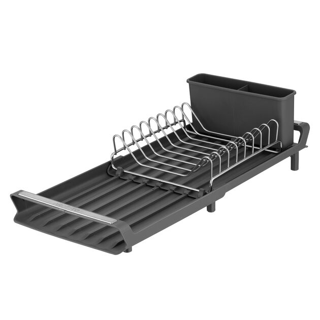 Сушарка для посуду з підставкою ARDESTO Minimalism 46.5x19.5x9.5см, пластик, хромоване залізо, сталь, сірий темний, фото , зображення 3 | SNABZHENIE.com.ua