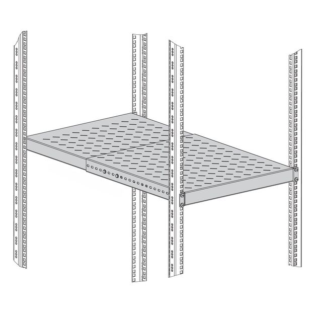 Полиця ZPAS 19", 1U, регульована, глибина 350-600 мм, 150кг максимально, чорна, фото , изображение 3 | SNABZHENIE.com.ua