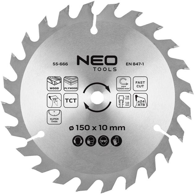 Диск пиляльний  Neo Tools по дереву 230x30-24T 150x10-24 1.6мм, фото  | SNABZHENIE.com.ua