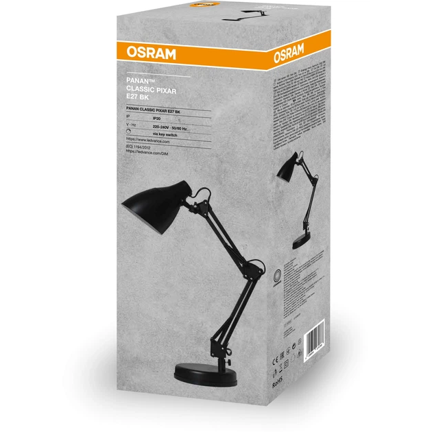 Лампа настільна OSRAM Panan CLASSIC PIXAR E27, чорний, фото , изображение 2 | SNABZHENIE.com.ua