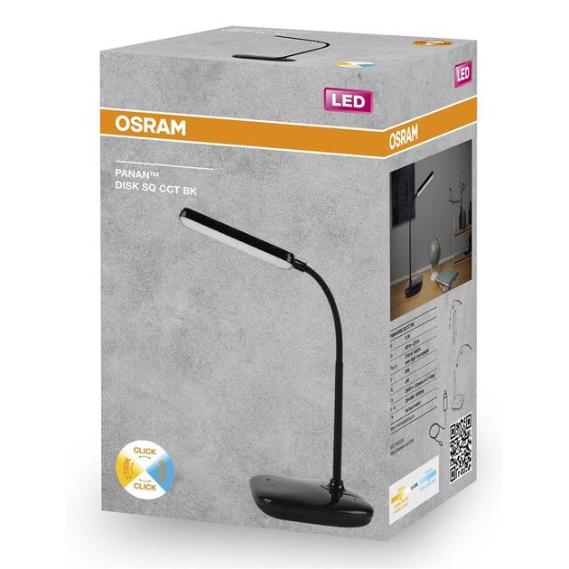 Лампа настільна OSRAM Panan DISK SQ 12W 3000К 4000К 6500К  з димером, чорний, фото  | SNABZHENIE.com.ua