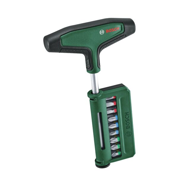 Викрутка Bosch для біт, Т-подібне руків'я, 19 насадок, 100мм, сталь CrV, фото  | SNABZHENIE.com.ua