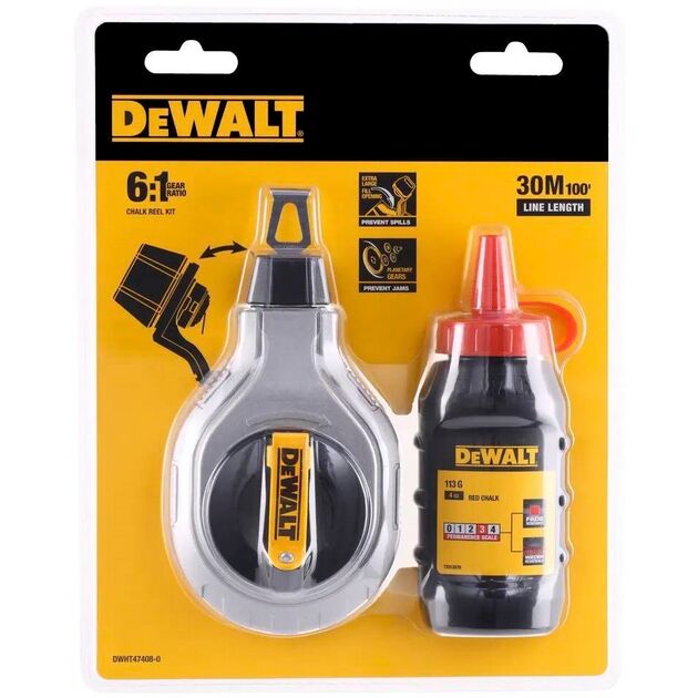 Шнур разметочный 30 м с меловым порошком DeWALT DWHT47408-0, фото , изображение 3 | SNABZHENIE.com.ua