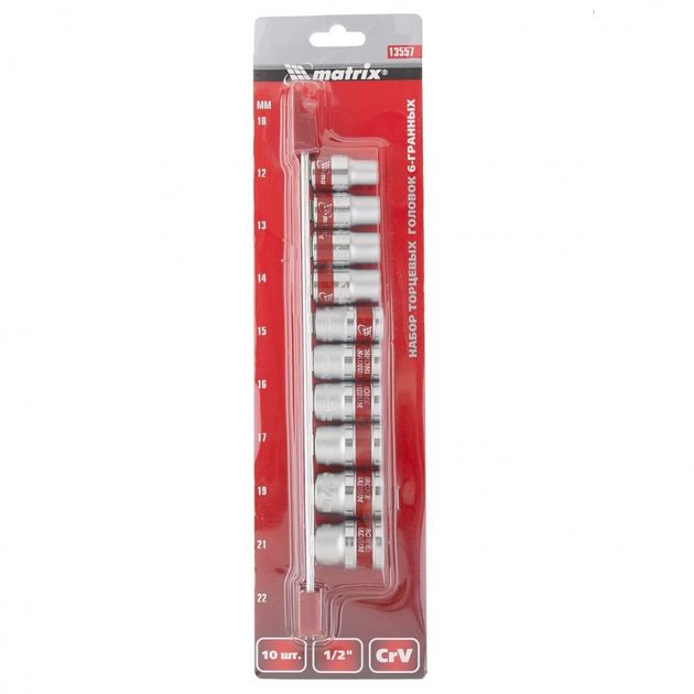 Набор торцевых головок 1/2", 10 шт., 10-22 мм, MATRIX (135579M), фото , изображение 6 | SNABZHENIE.com.ua Набор торцевых головок 1/2", 10 шт., 10-22 мм, MATRIX (135579M), фото , изображение 6 | SNABZHENIE.com.ua