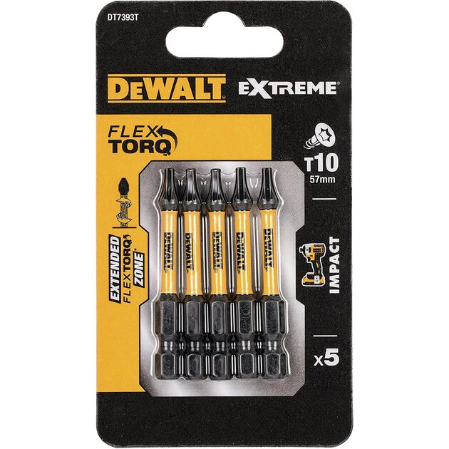 Набор бит DeWALT IMPACT TORSION Torx T10 50мм, 5 шт (DT7393T), фото  | SNABZHENIE.com.ua