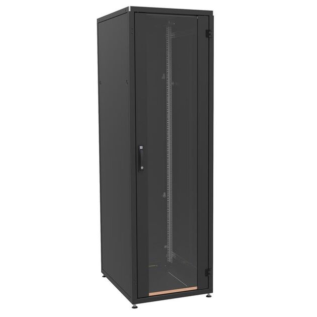 Шафа ZPAS 19", 42U, SZB IT, передні скляні двері, 600x800 мм, максимально 1000кг, чорна, фото , изображение 2 | SNABZHENIE.com.ua