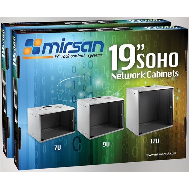 Шафа MIRSAN 19", 9U, SOHO, 535x400 мм, максимально 30 кг, сіра, фото , изображение 2 | SNABZHENIE.com.ua