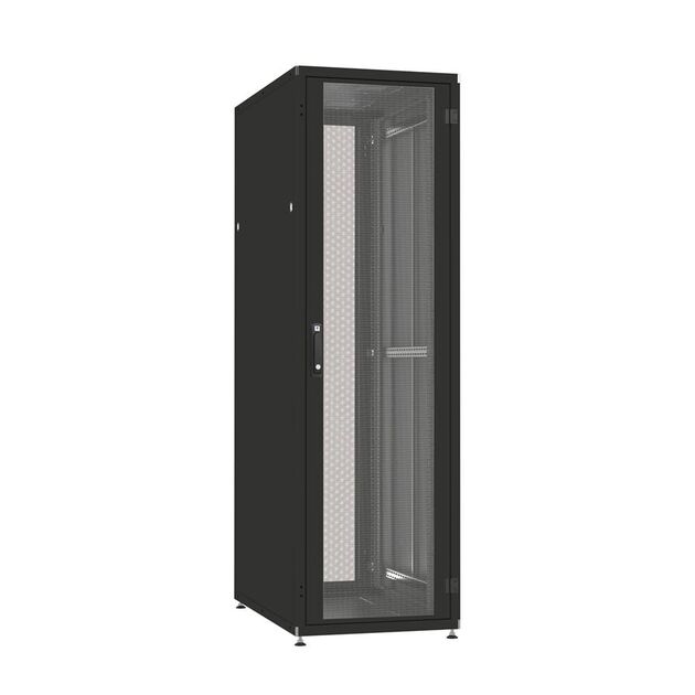 Шафа ZPAS 19", 24U, SZB IT, одностулкові передні та задні перфоровані двері, 600x1000 мм, максимально 1000кг, чорна, фото , зображення 2 | SNABZHENIE.com.ua