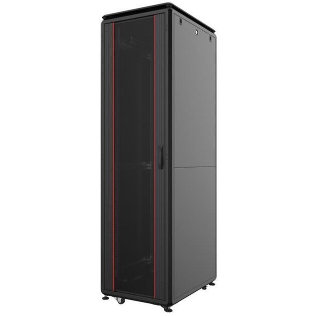 Шафа MIRSAN 19", 26U, GTV, скляні двері, 600x600 мм, максимально 2000 кг, чорна, фото  | SNABZHENIE.com.ua