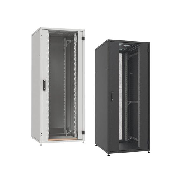 Шафа ZPAS 19", 24U, SZB IT, передні скляні двері, 600x800 мм, максимально 1000кг, чорна, фото , зображення 3 | SNABZHENIE.com.ua