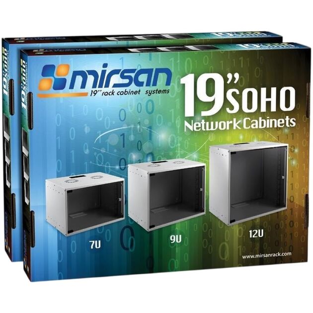 Шафа MIRSAN 19", 9U, SOHO, 535x600 мм, максимально 30 кг, сіра, фото , зображення 3 | SNABZHENIE.com.ua