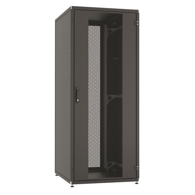 Шафа ZPAS 19", 42U, SZB IT, одностулкові передні та задні перфоровані двері, 800x1000 мм, максимально 1500кг, чорна, фото , изображение 2 | SNABZHENIE.com.ua
