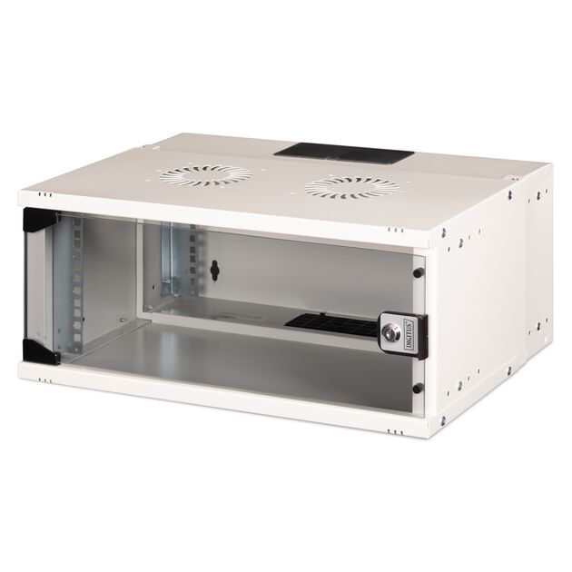 Шафа DIGITUS 19", 4U, SOHO PRO, скляні двері, 540x400 мм, 60кг максимально, сіра, фото , зображення 2 | SNABZHENIE.com.ua