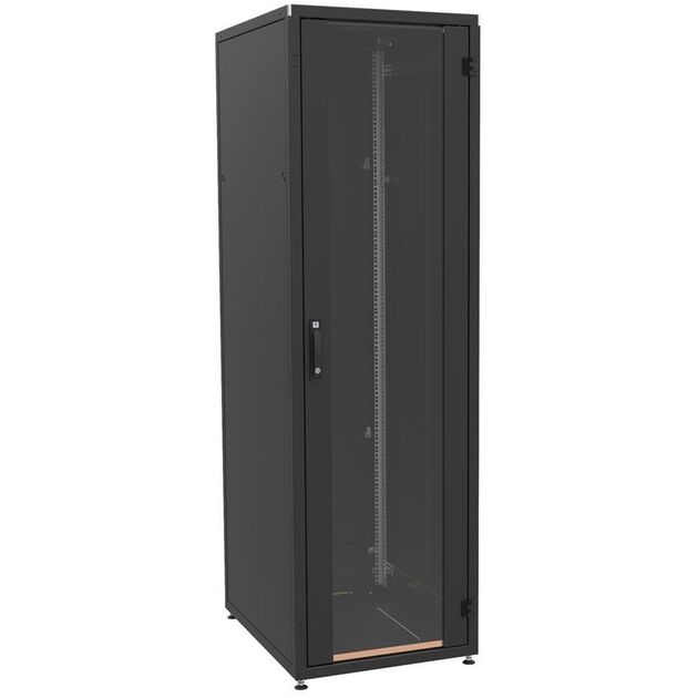 Шафа ZPAS 19", 42U, SZB IT, передні скляні двері, 600x1000 мм, максимально 1500кг, чорна, фото  | SNABZHENIE.com.ua