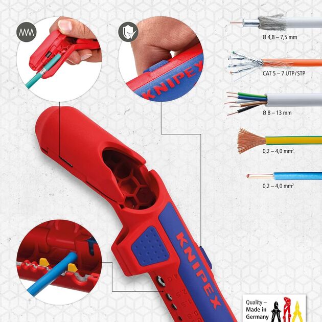 Знімач ізоляції KNIPEX, 0.2-4мм2, 135мм,0.074кг, фото , зображення 3 | SNABZHENIE.com.ua