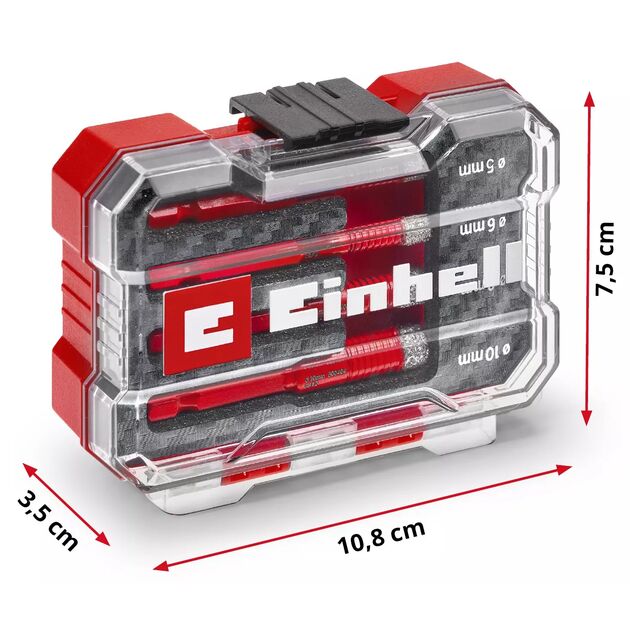 Свердло по кахелю та склу трубчате Einhell 5/6/8/10мм XS-Case набір 4шт 0.12кг, фото , зображення 3 | SNABZHENIE.com.ua