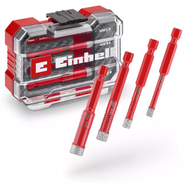 Свердло по кахелю та склу трубчате Einhell 5/6/8/10мм XS-Case набір 4шт 0.12кг, фото  | SNABZHENIE.com.ua