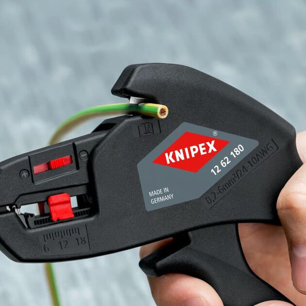 Знімач ізоляції KNIPEX, автоматичний, 0.2-6мм2 кусачки, регулювання довжини, 180мм, 0.151кг, фото , изображение 3 | SNABZHENIE.com.ua