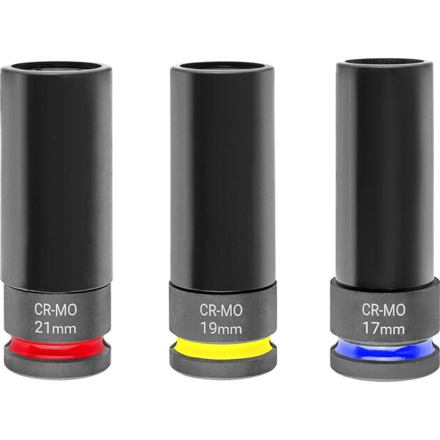 Набір ударних торцевих головок Einhell 80мм 1/2" 3шт кейс 0.78кг, фото , изображение 3 | SNABZHENIE.com.ua