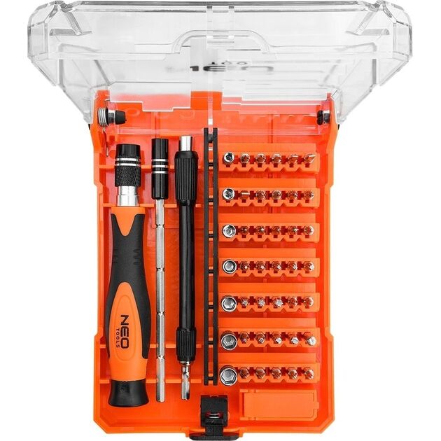 Біти Neo Tools, 1/4", бітотримач, прецизійні, CrV, набір 45шт, фото , изображение 3 | SNABZHENIE.com.ua